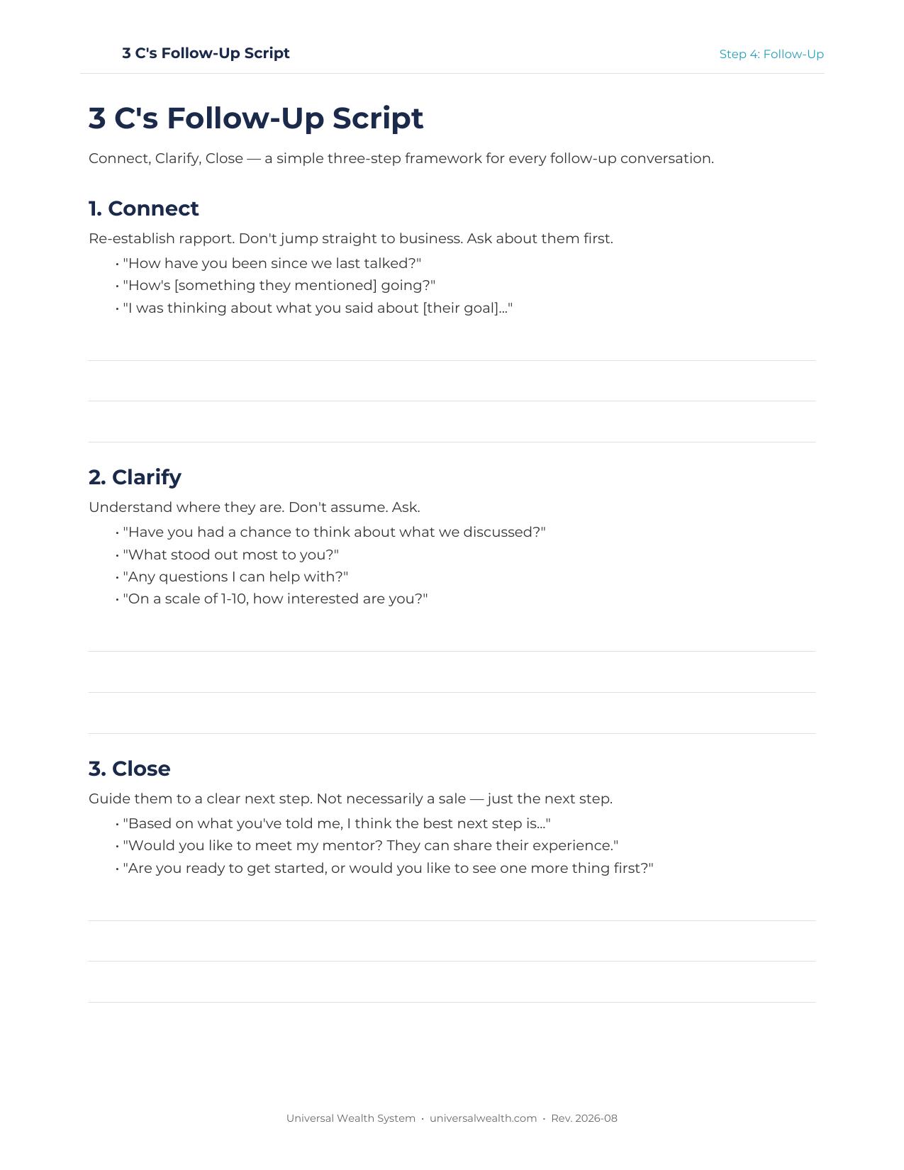Templates & Downloads — Universal Wealth