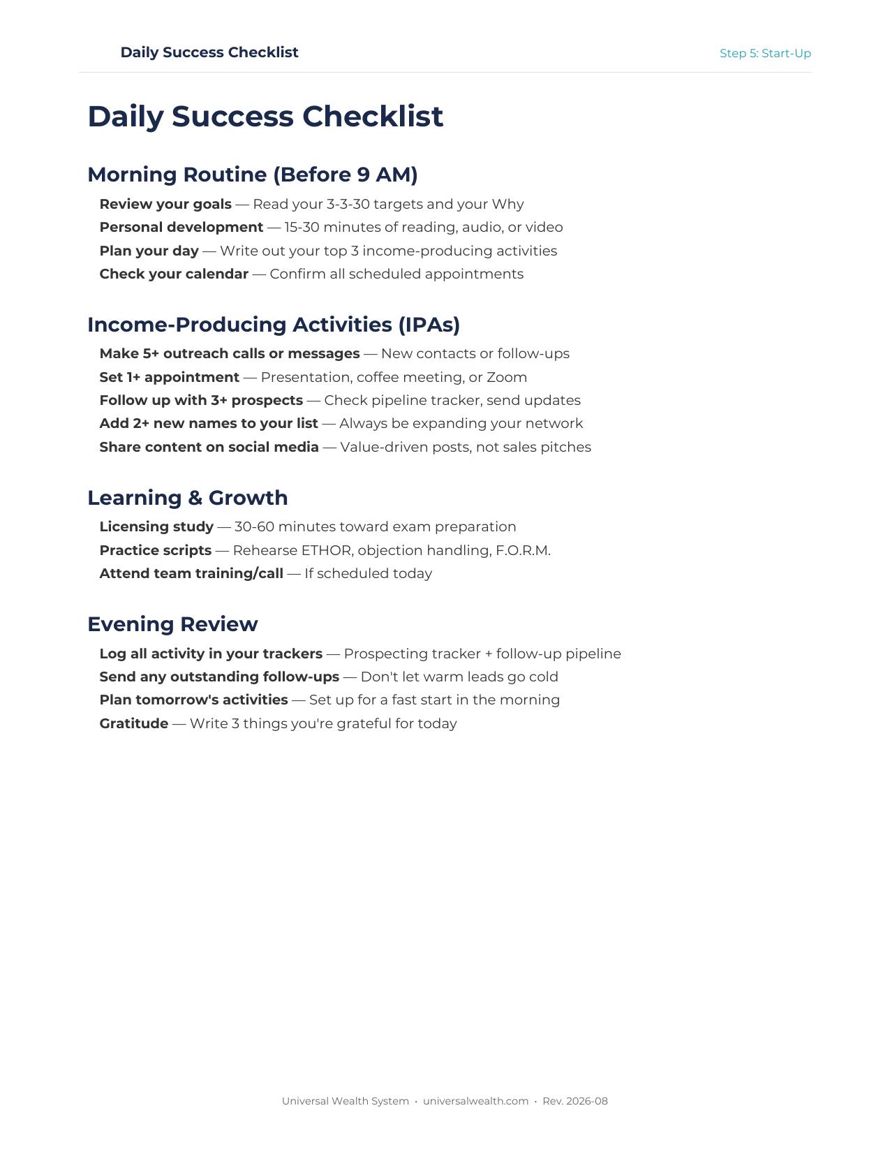 Templates & Downloads — Universal Wealth