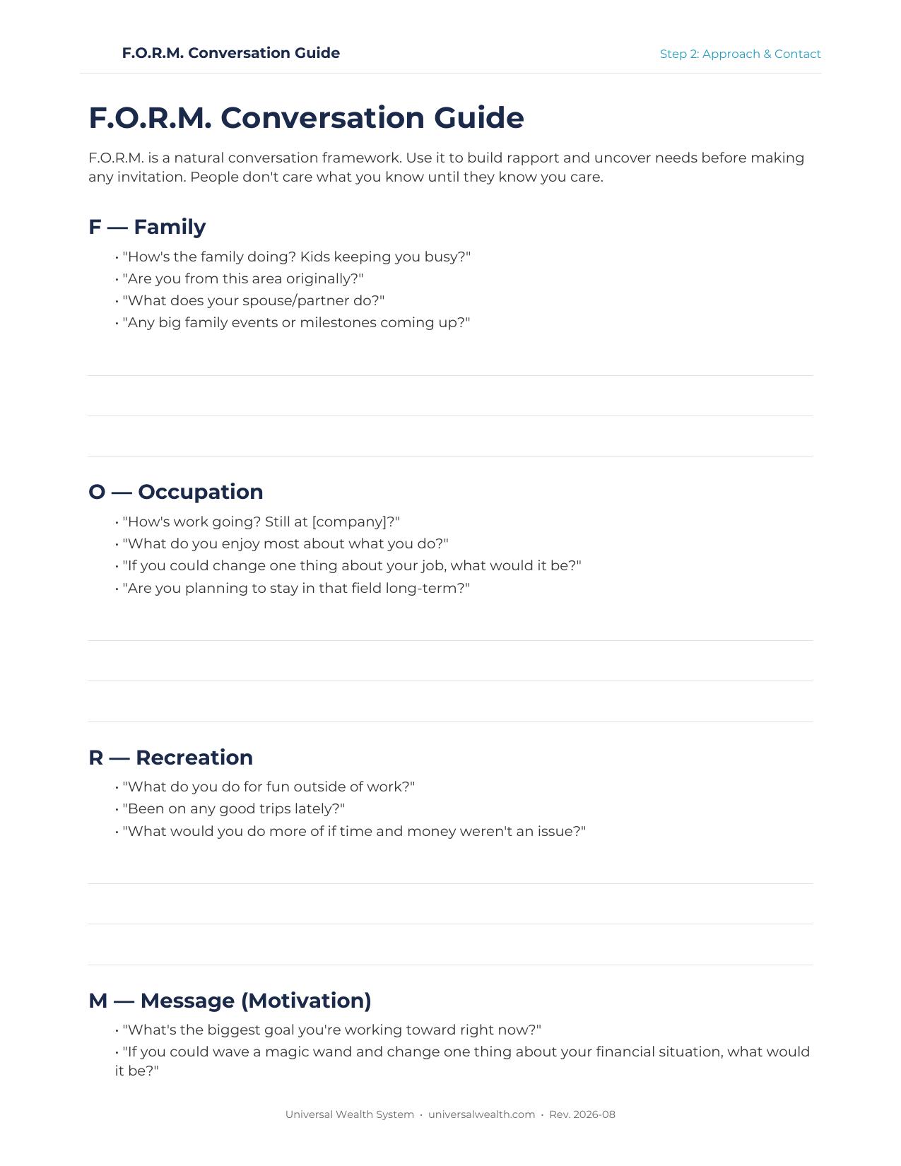 Templates & Downloads — Universal Wealth