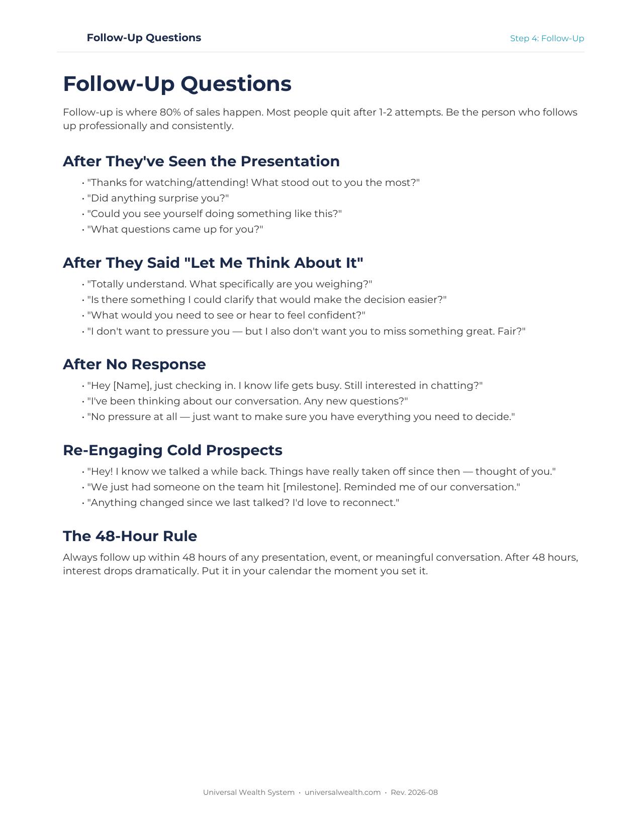 Templates & Downloads — Universal Wealth