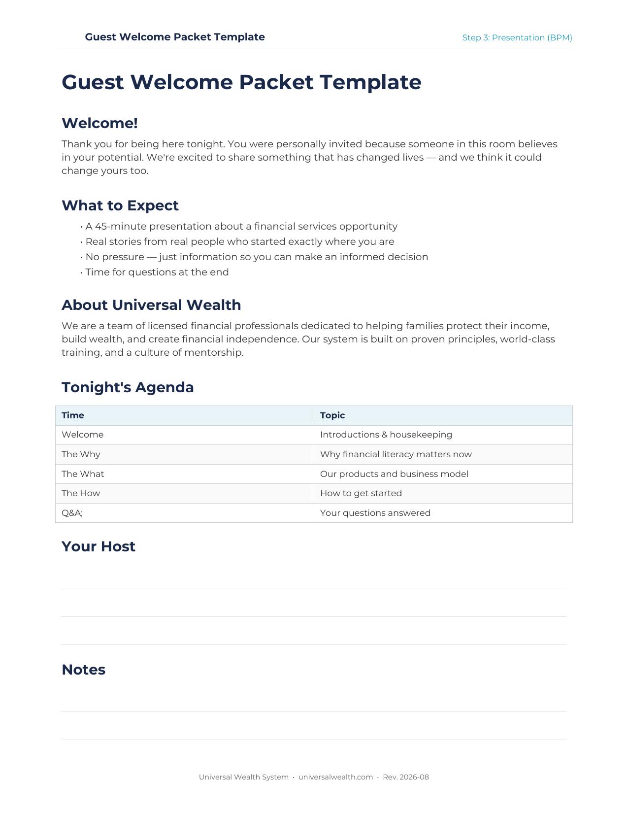 Templates & Downloads — Universal Wealth